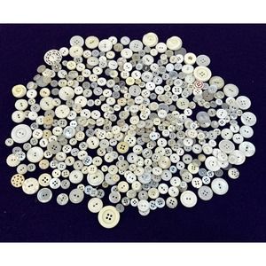 Large Lot Variety Assorted White Vintage 100+ Buttons Shank Various Sizes Flat